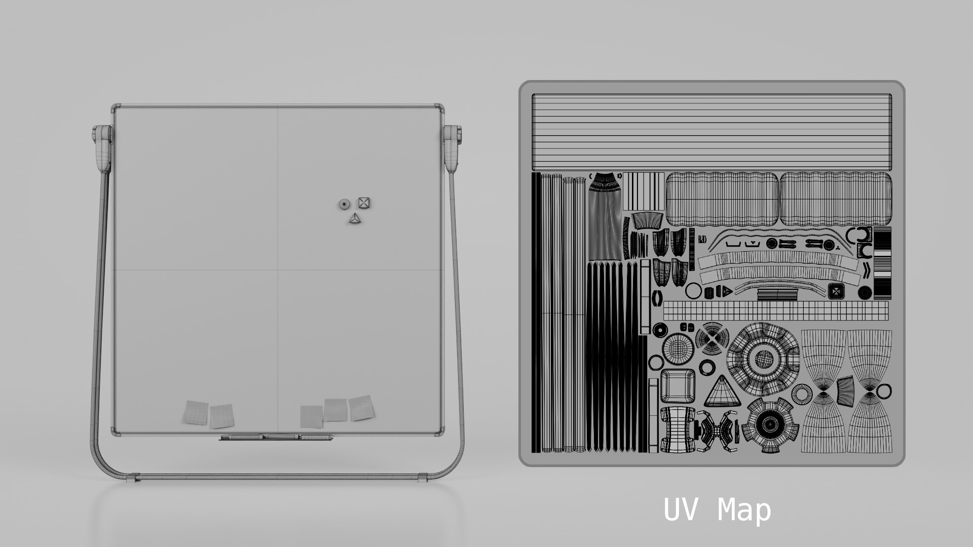 Customizable U-Stand Whiteboard Square Writing Board Low-poly 3D model_15