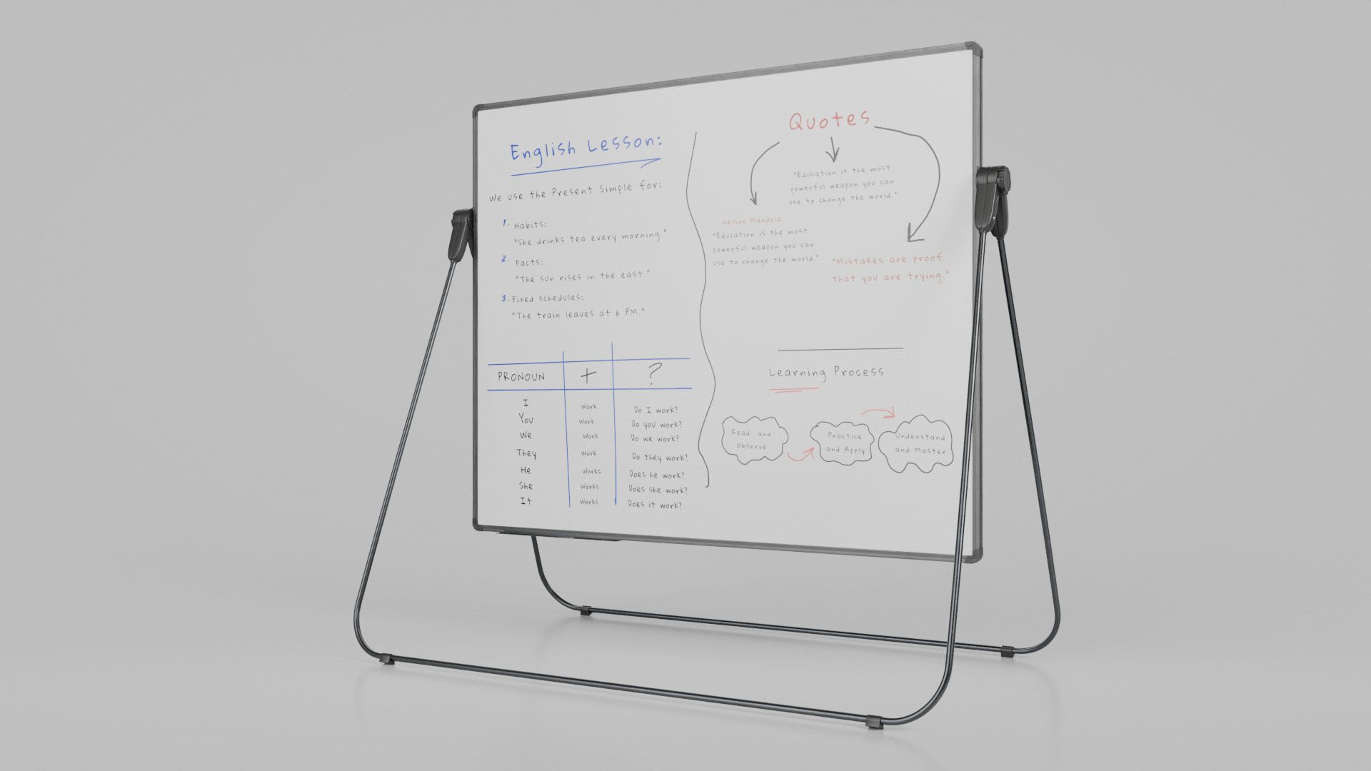 Customizable U-Stand Whiteboard Rectangular Writing Board Low-poly 3D model_3