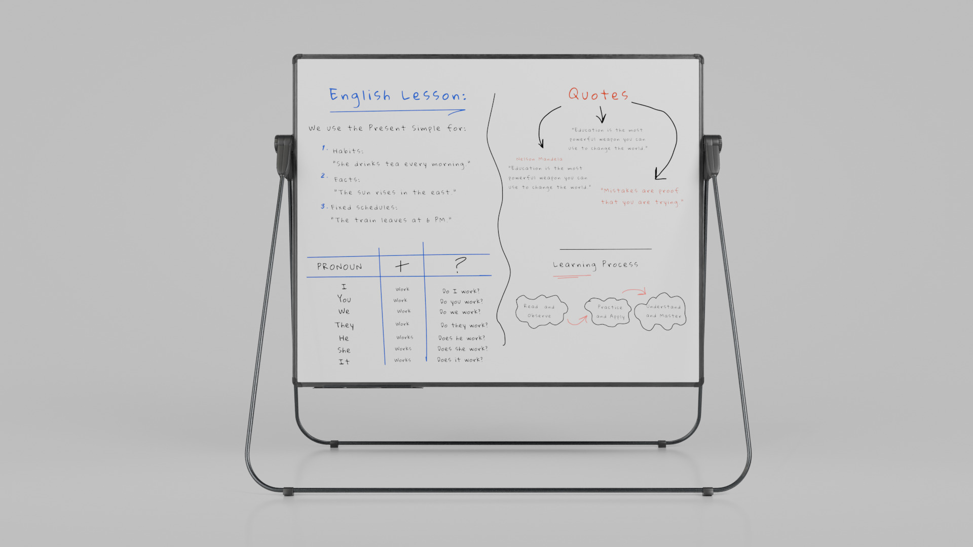 Customizable U-Stand Whiteboard Rectangular Writing Board Low-poly 3D model_5
