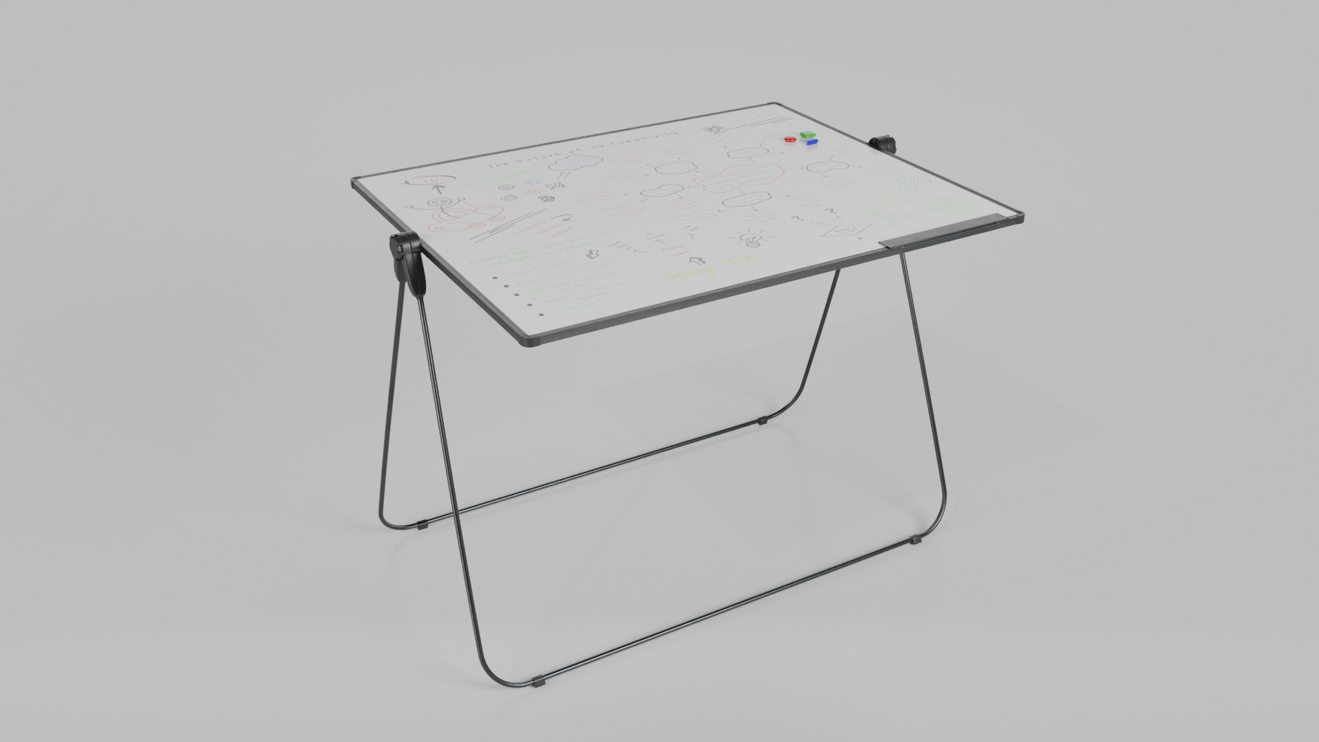 Customizable U-Stand Whiteboard Rectangular Writing Board Low-poly 3D model_13