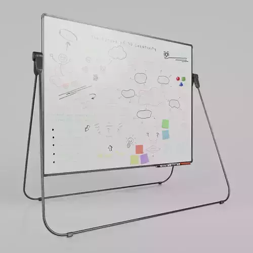Customizable U-Stand Whiteboard Rectangular Writing Board Low-poly 3D model