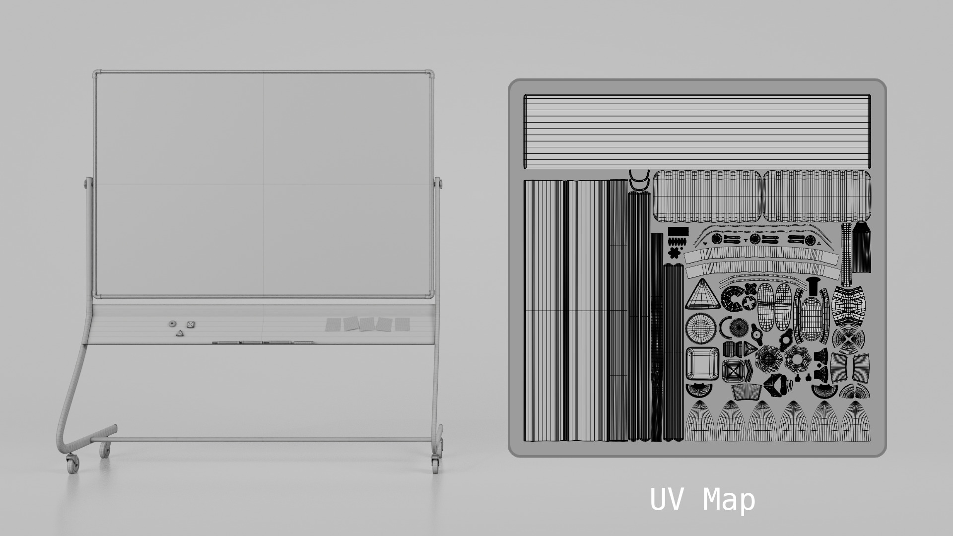 Customizable Double-Sided Metal Whiteboard Writing Board Low-poly 3D model_16