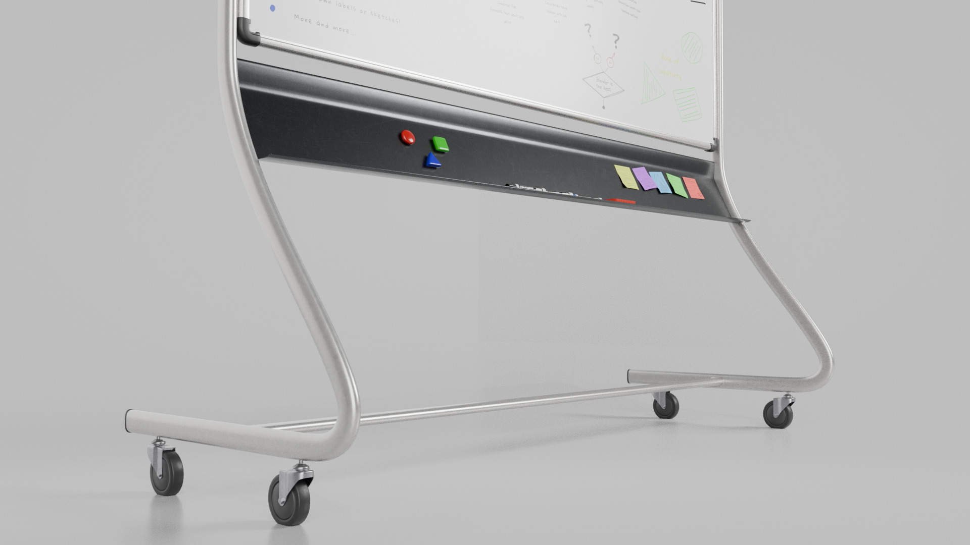 Customizable Double-Sided Metal Whiteboard Writing Board Low-poly 3D model_11