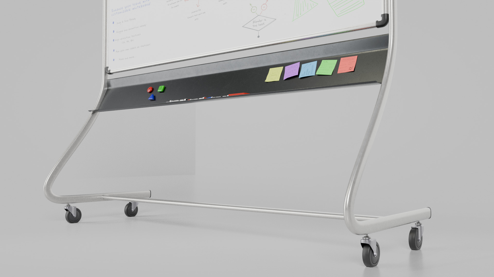 Customizable Double-Sided Metal Whiteboard Writing Board Low-poly 3D model_10