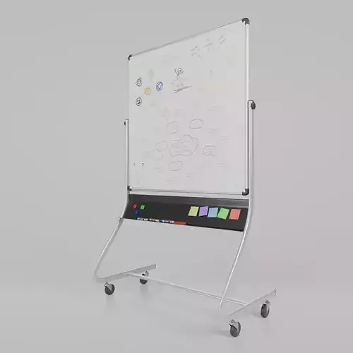 Customizable Double-Sided Metal Whiteboard Square Writing Board Low-poly 3D model