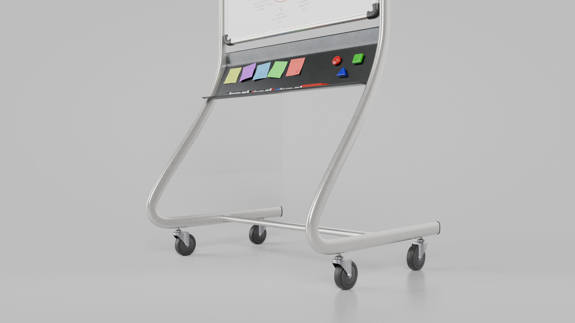 Customizable Double-Sided Metal Whiteboard Tall Writing Board Low-poly 3D model_11