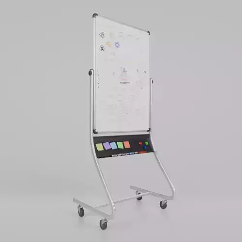 Customizable Double-Sided Metal Whiteboard Tall Writing Board Low-poly 3D model