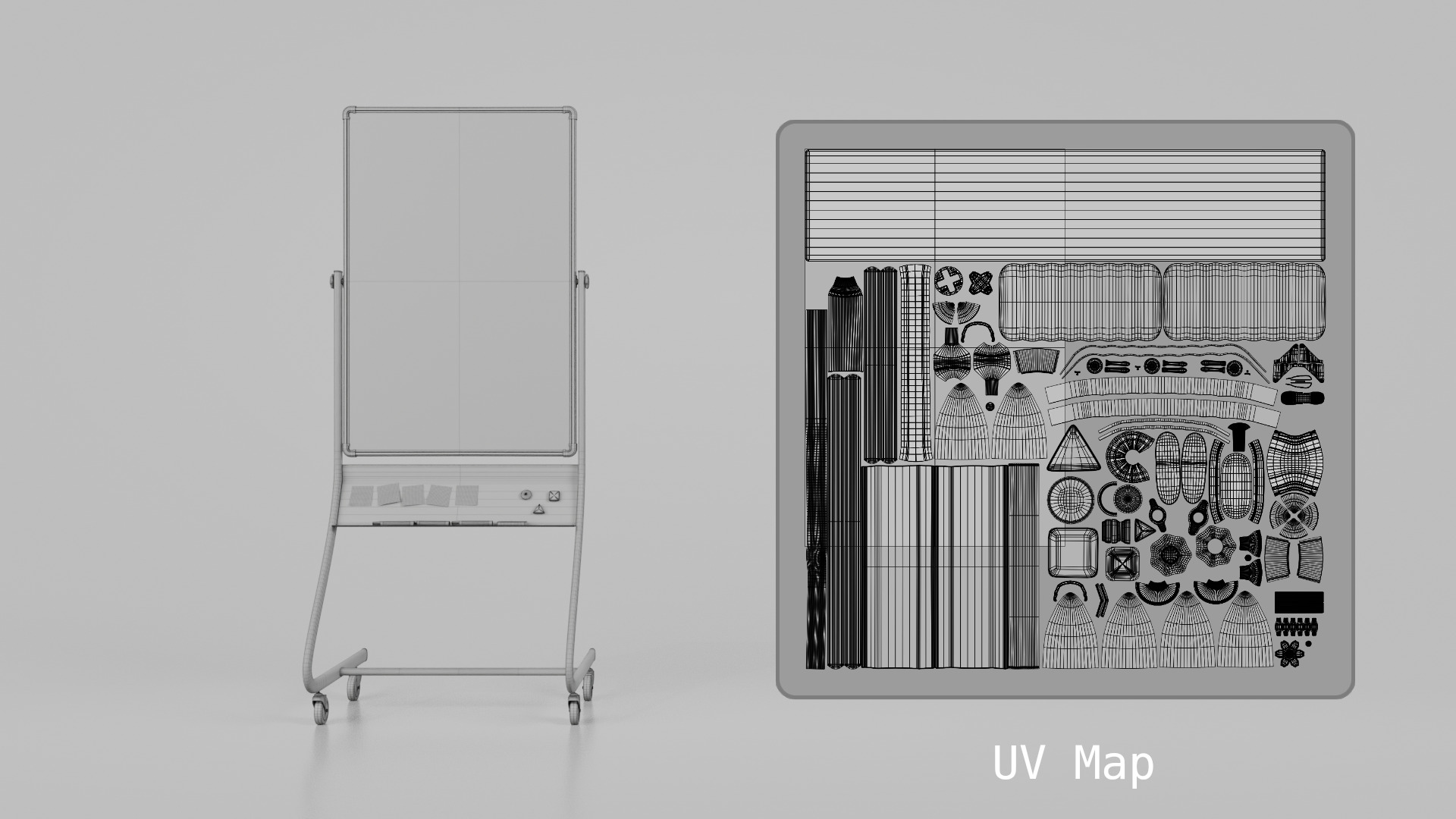 Customizable Double-Sided Metal Whiteboard Tall Writing Board Low-poly 3D model_16