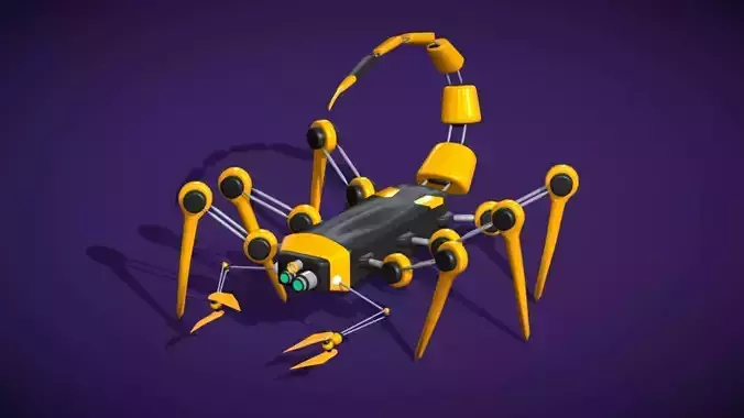 Robotic Scorpion - Mechanical Low poly - Stylized Camera Robot Free low-poly 3D model
