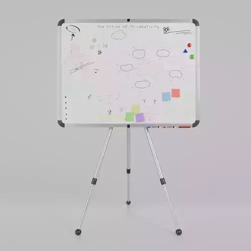 Customizable Metal Whiteboard with Stand - Writing Board Low-poly 3D model