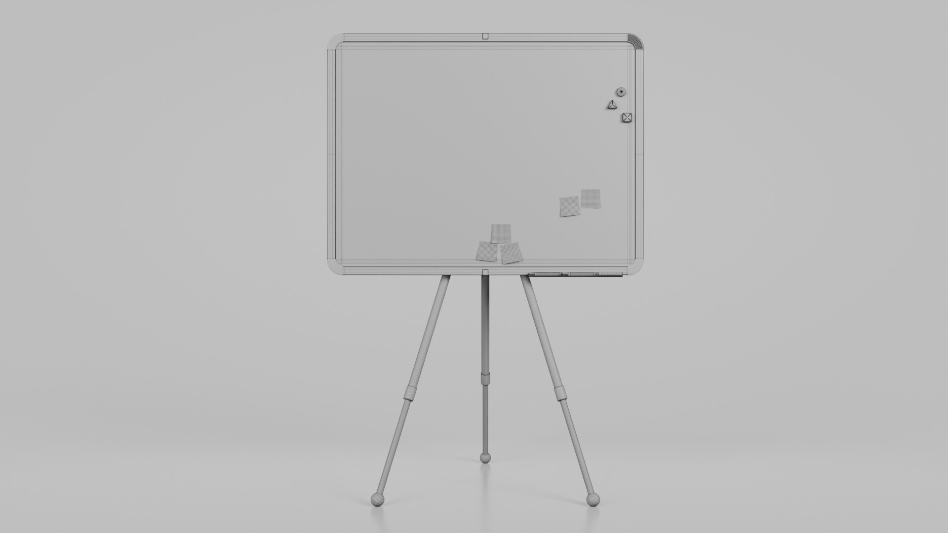 Customizable Metal Whiteboard with Stand - Writing Board Low-poly 3D model_14