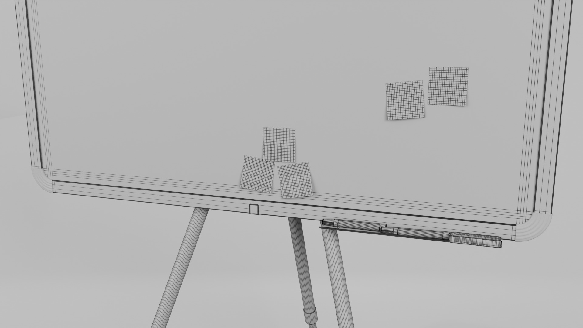 Customizable Metal Whiteboard with Stand - Writing Board Low-poly 3D model_16