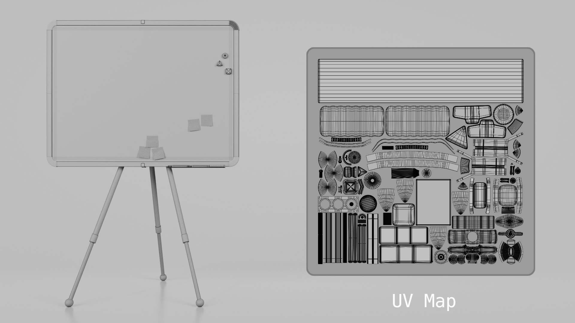 Customizable Metal Whiteboard with Stand - Writing Board Low-poly 3D model_19