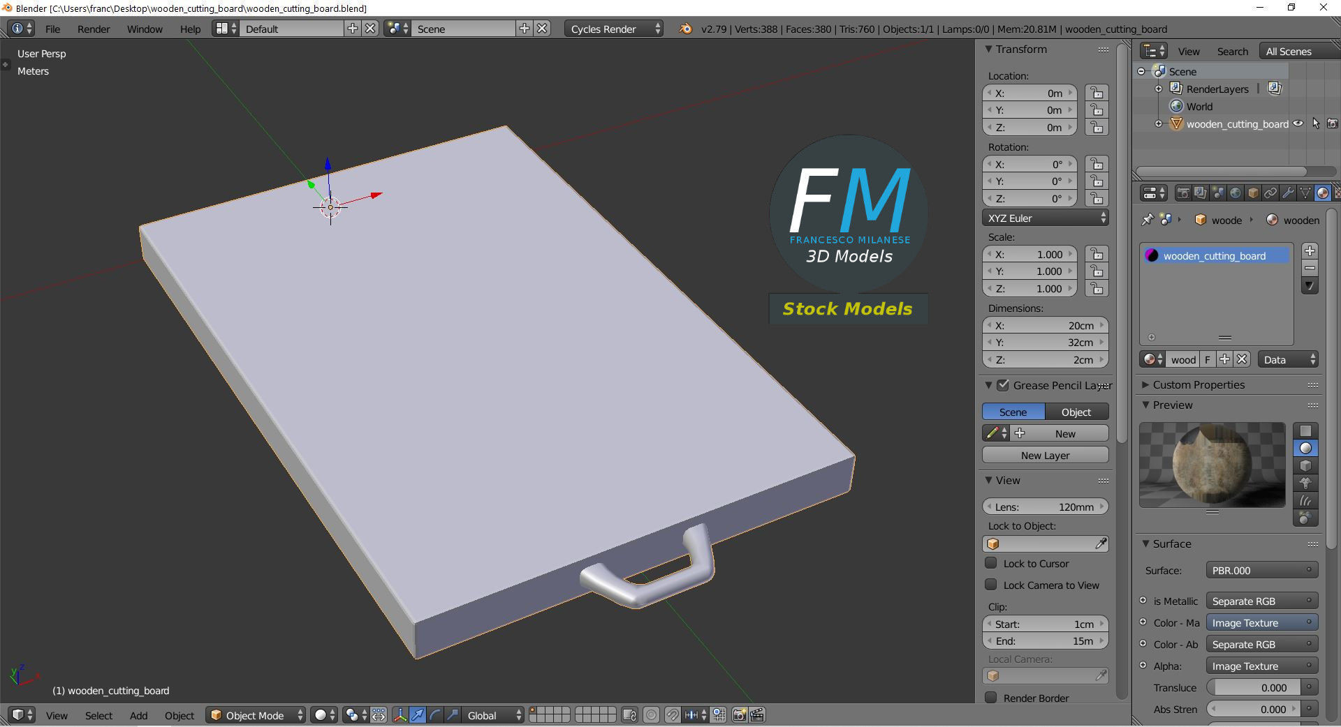 Wooden cutting board 3D model_9