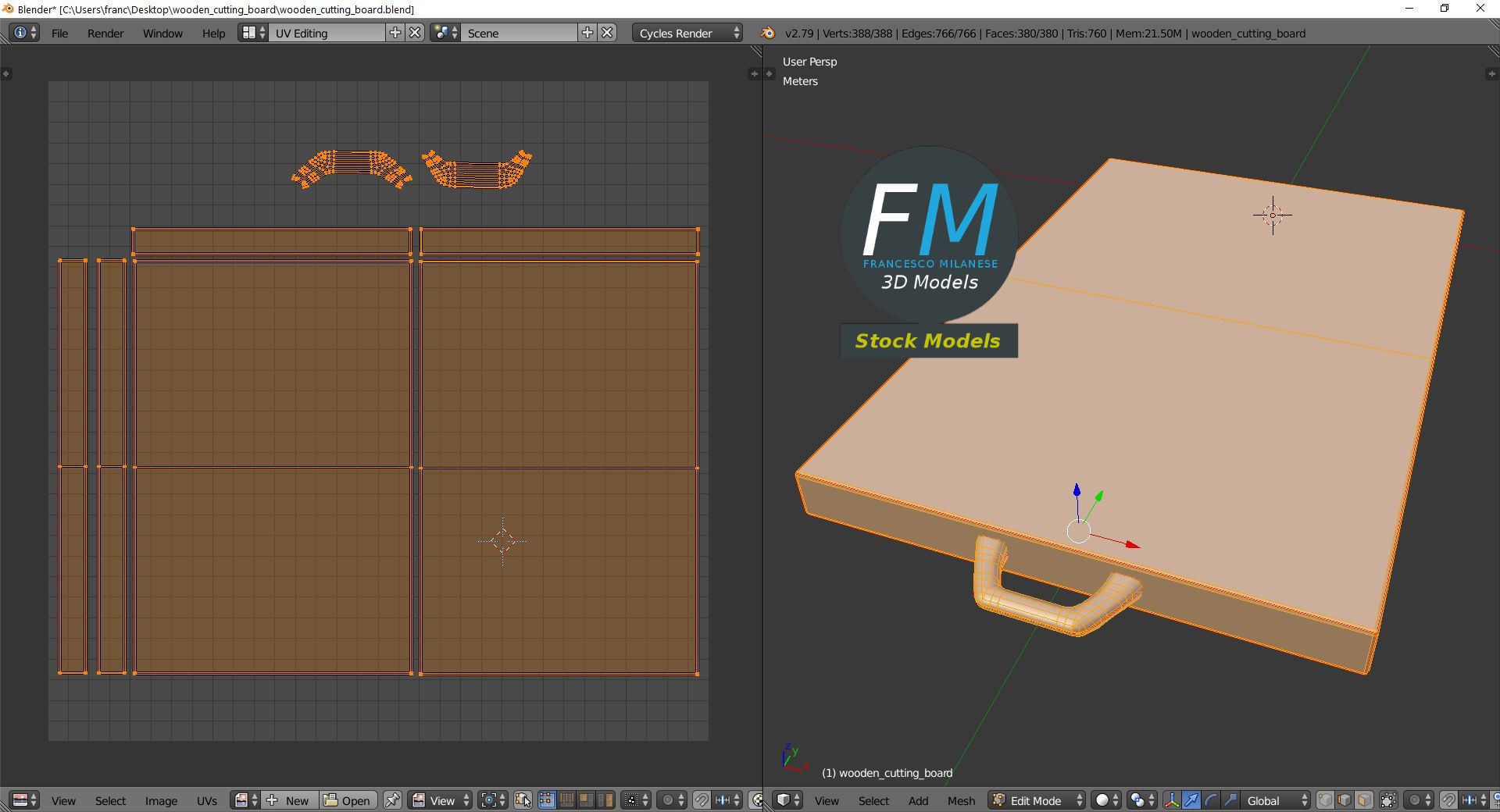 Wooden cutting board 3D model_10