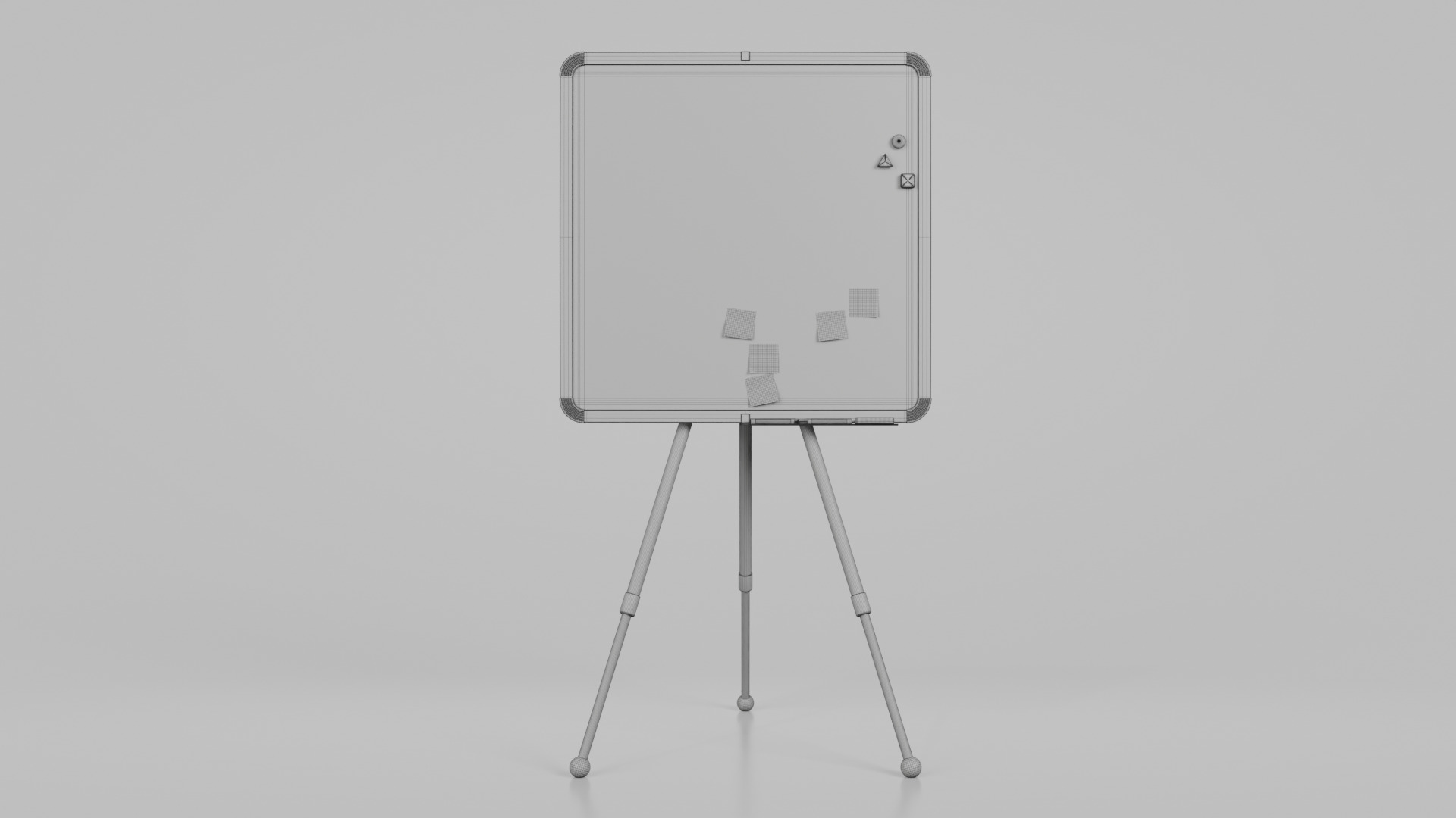 Customizable Metal Whiteboard with Stand - Square Writing Board Low-poly 3D model_14
