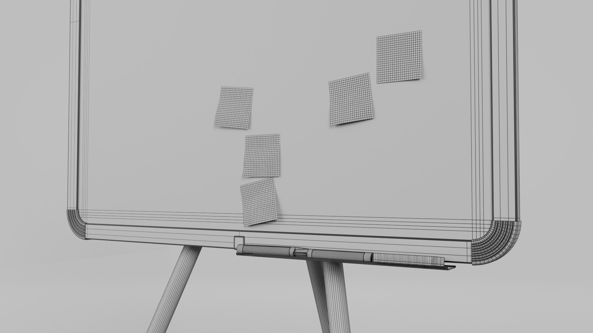 Customizable Metal Whiteboard with Stand - Square Writing Board Low-poly 3D model_16