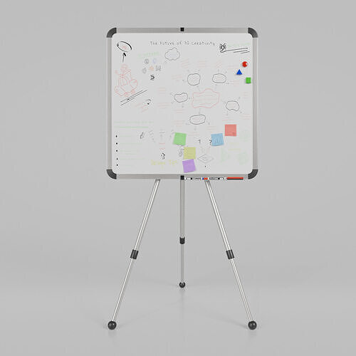 Customizable Metal Whiteboard with Stand - Square Writing Board Low-poly 3D model