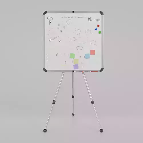 Customizable Metal Whiteboard with Stand - Square Writing Board Low-poly 3D model