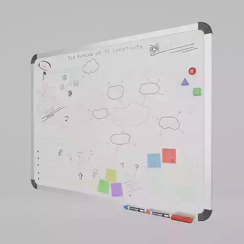 Customizable Wall-Mounted Whiteboard - Metal Writing Board Low-poly 3D model