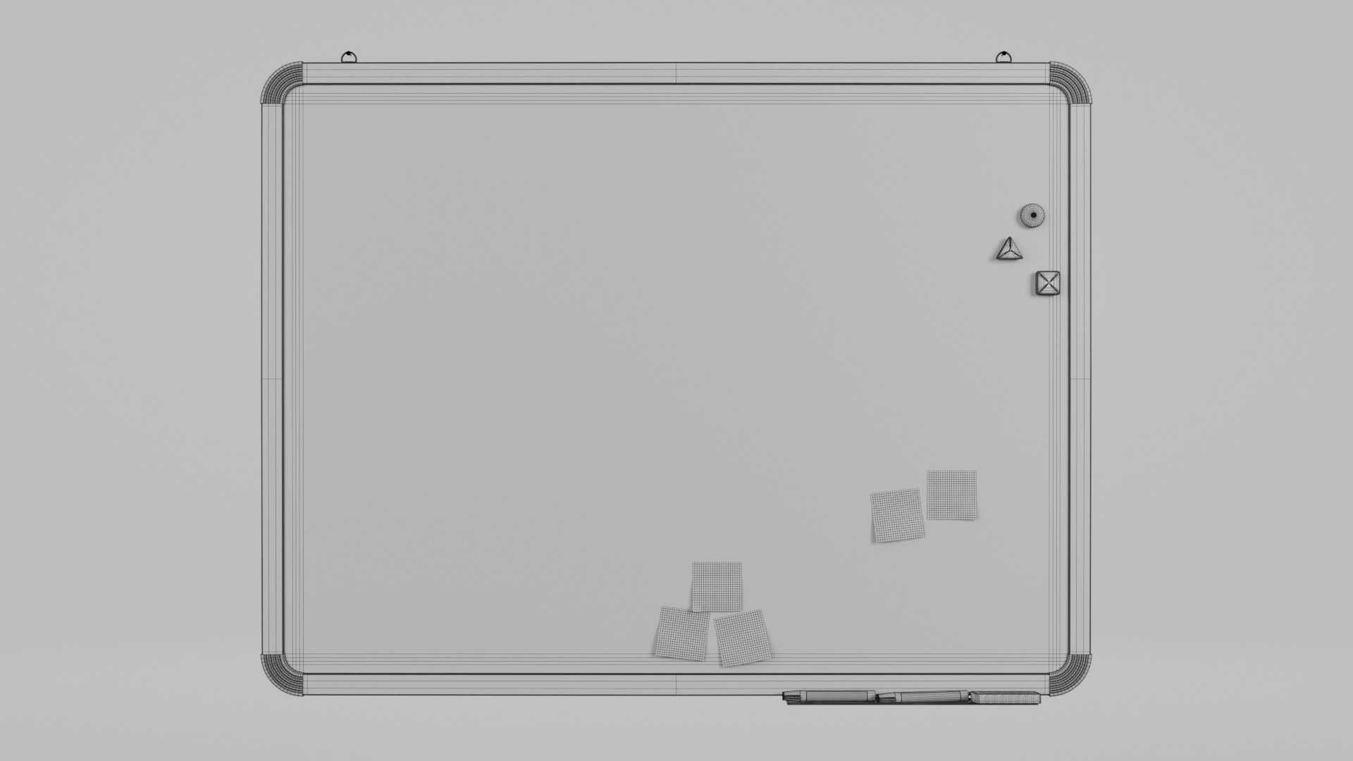 Customizable Wall-Mounted Whiteboard - Metal Writing Board Low-poly 3D model_10