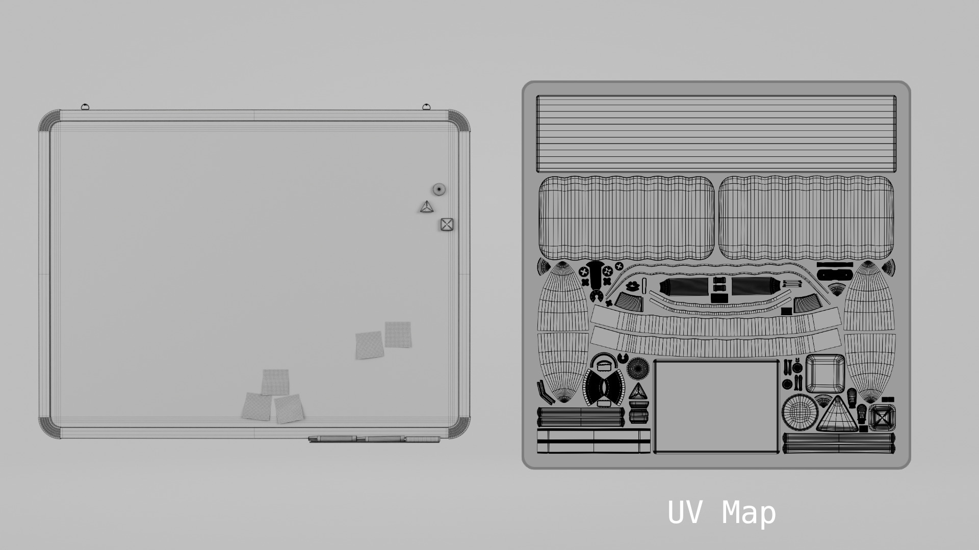 Customizable Wall-Mounted Whiteboard - Metal Writing Board Low-poly 3D model_15