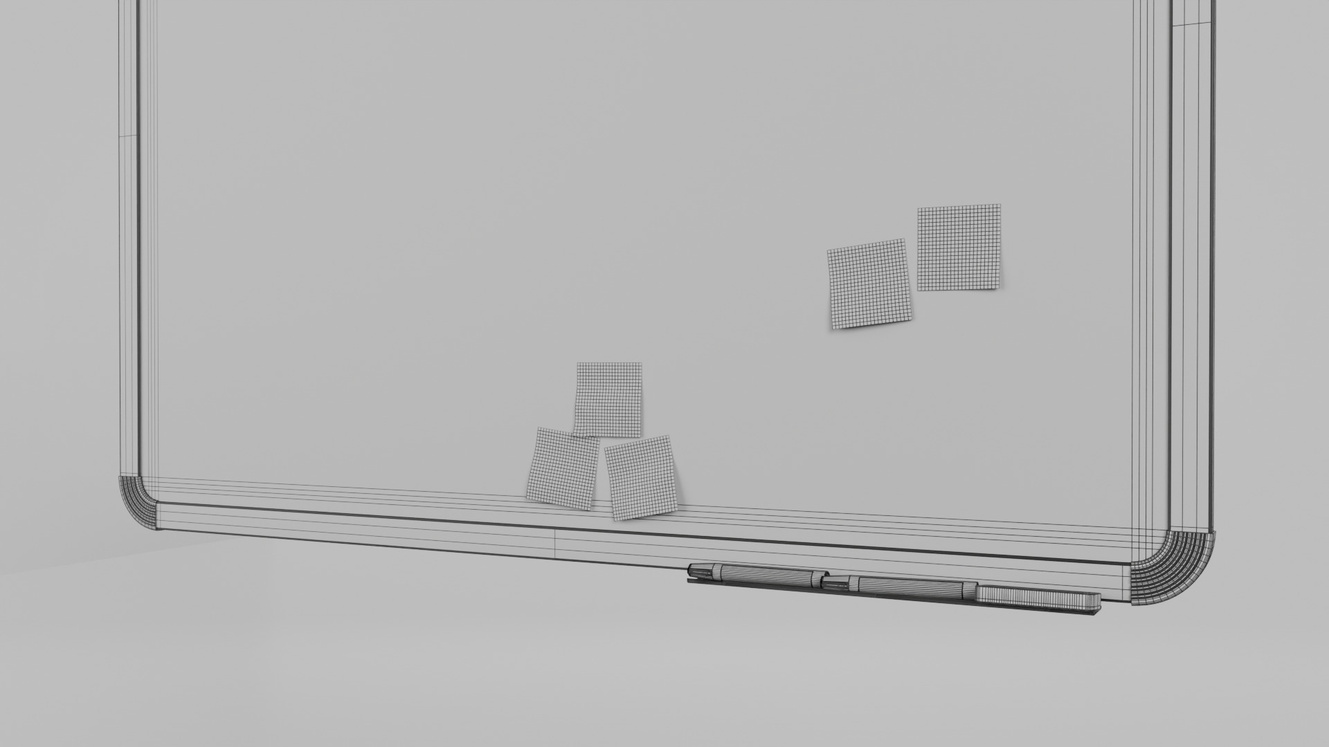 Customizable Wall-Mounted Whiteboard - Metal Writing Board Low-poly 3D model_13