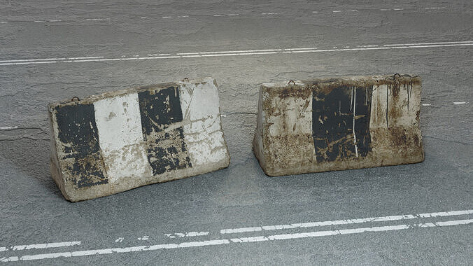 Concrete road barrier Low Poly - Game Ready Low-poly 3D model