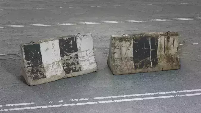 Concrete road barrier Low Poly - Game Ready