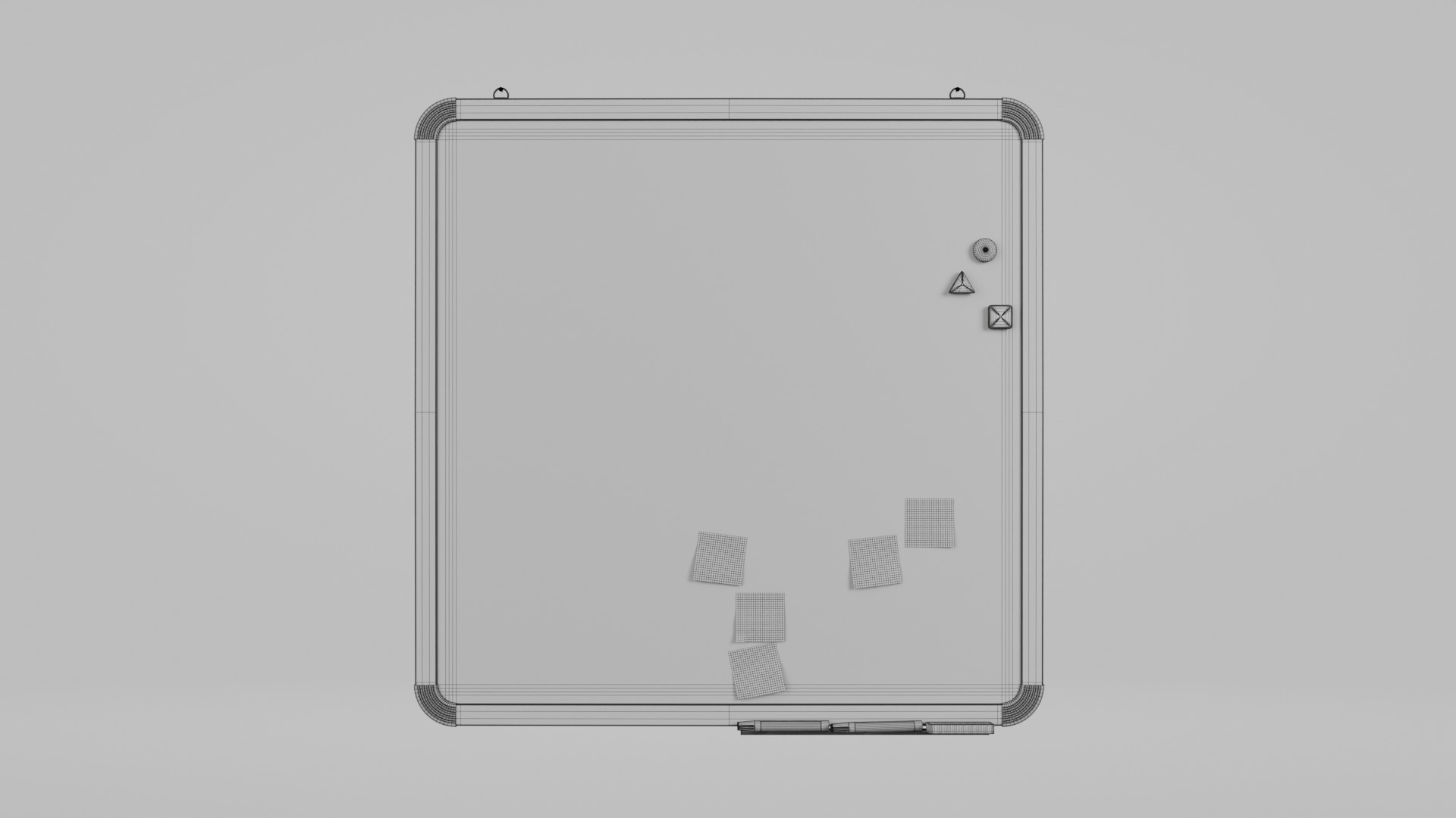 Customizable Wall-Mounted Whiteboard -Square Metal Writing Board Low-poly 3D model_10