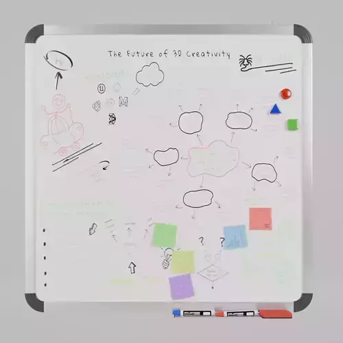 Customizable Wall-Mounted Whiteboard -Square Metal Writing Board Low-poly 3D model