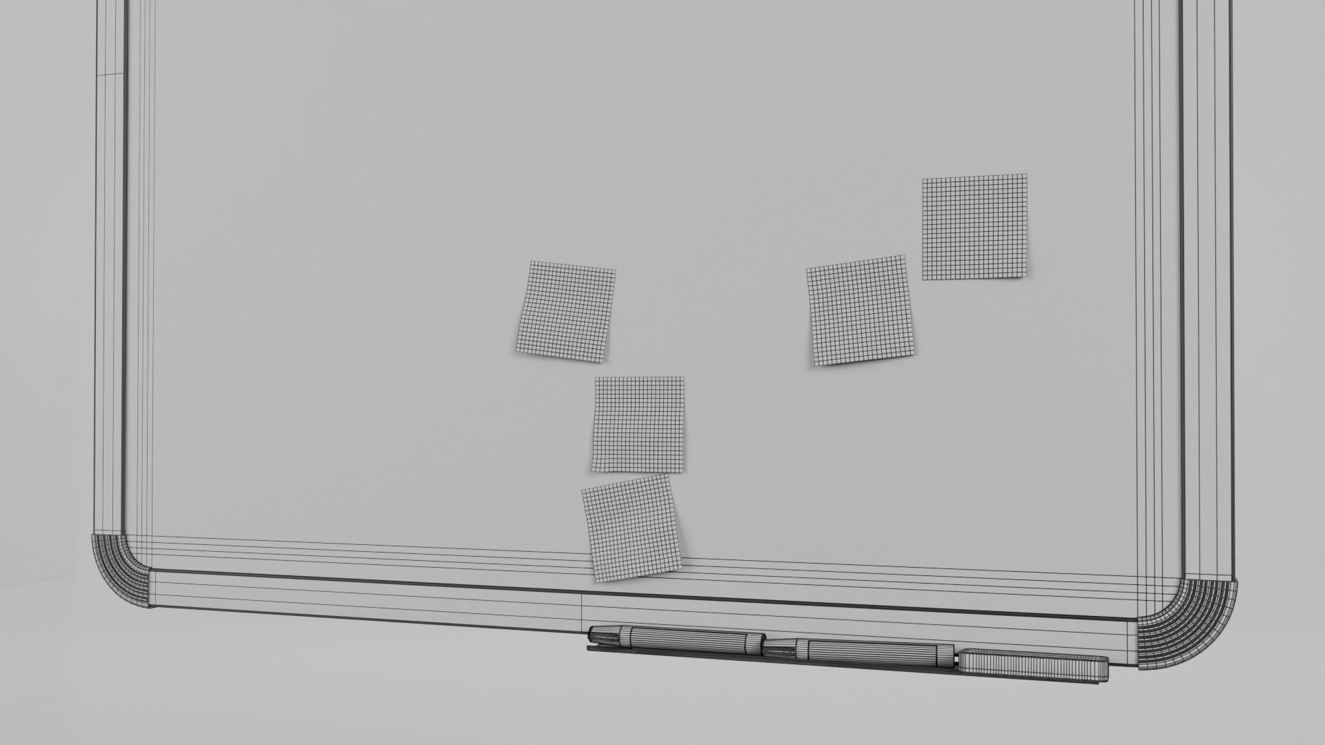 Customizable Wall-Mounted Whiteboard -Square Metal Writing Board Low-poly 3D model_13