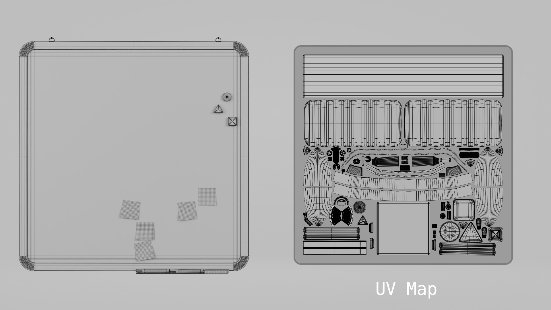 Customizable Wall-Mounted Whiteboard -Square Metal Writing Board Low-poly 3D model_15