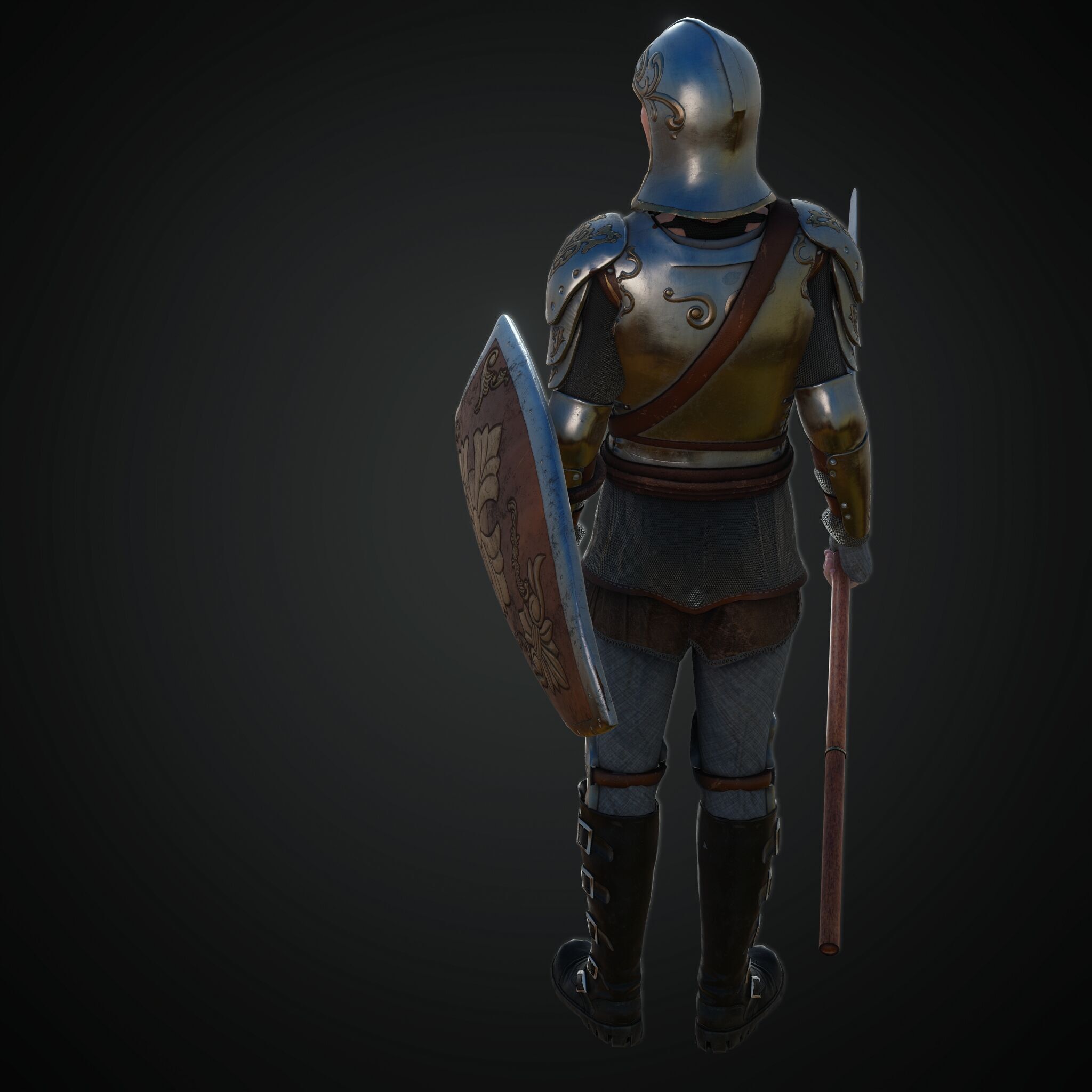 Rigged Fantasy Medieval Character Low-poly 3D model_1