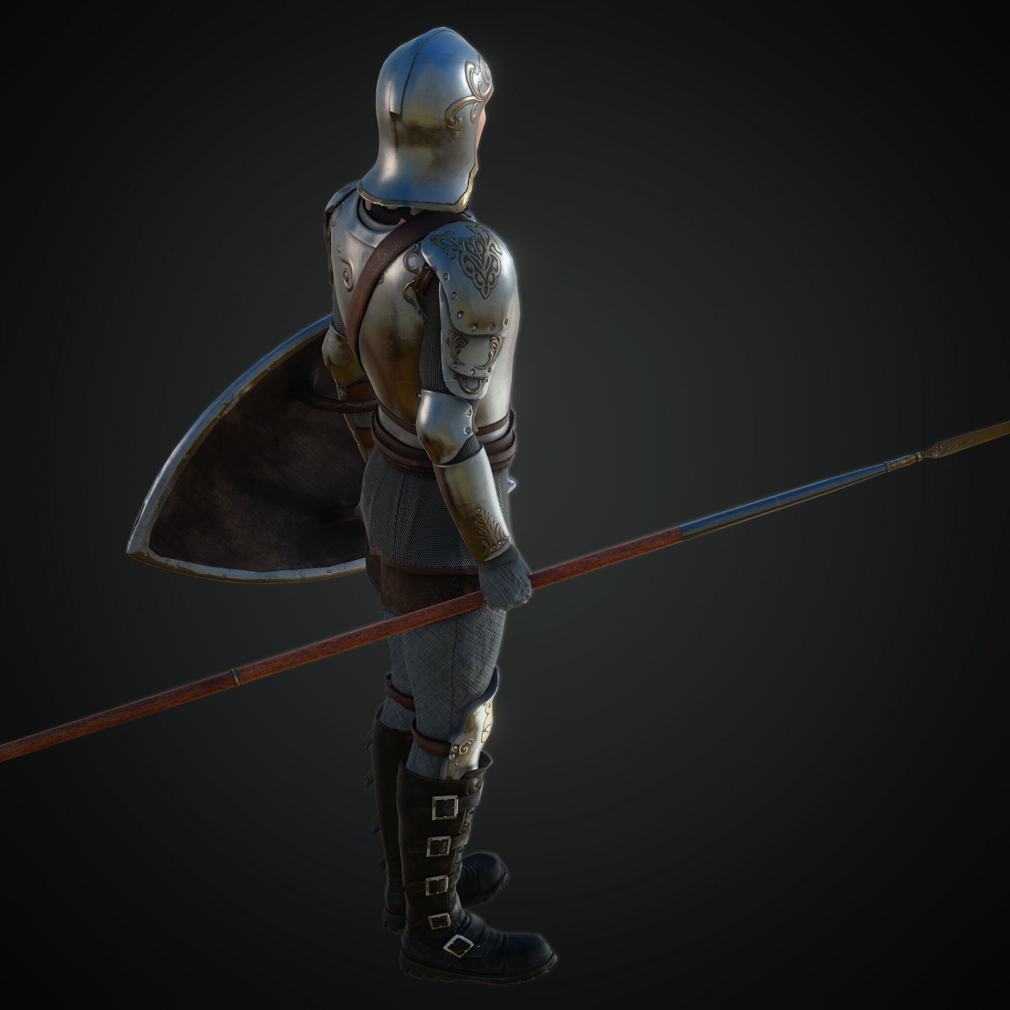 Rigged Fantasy Medieval Character Low-poly 3D model_3