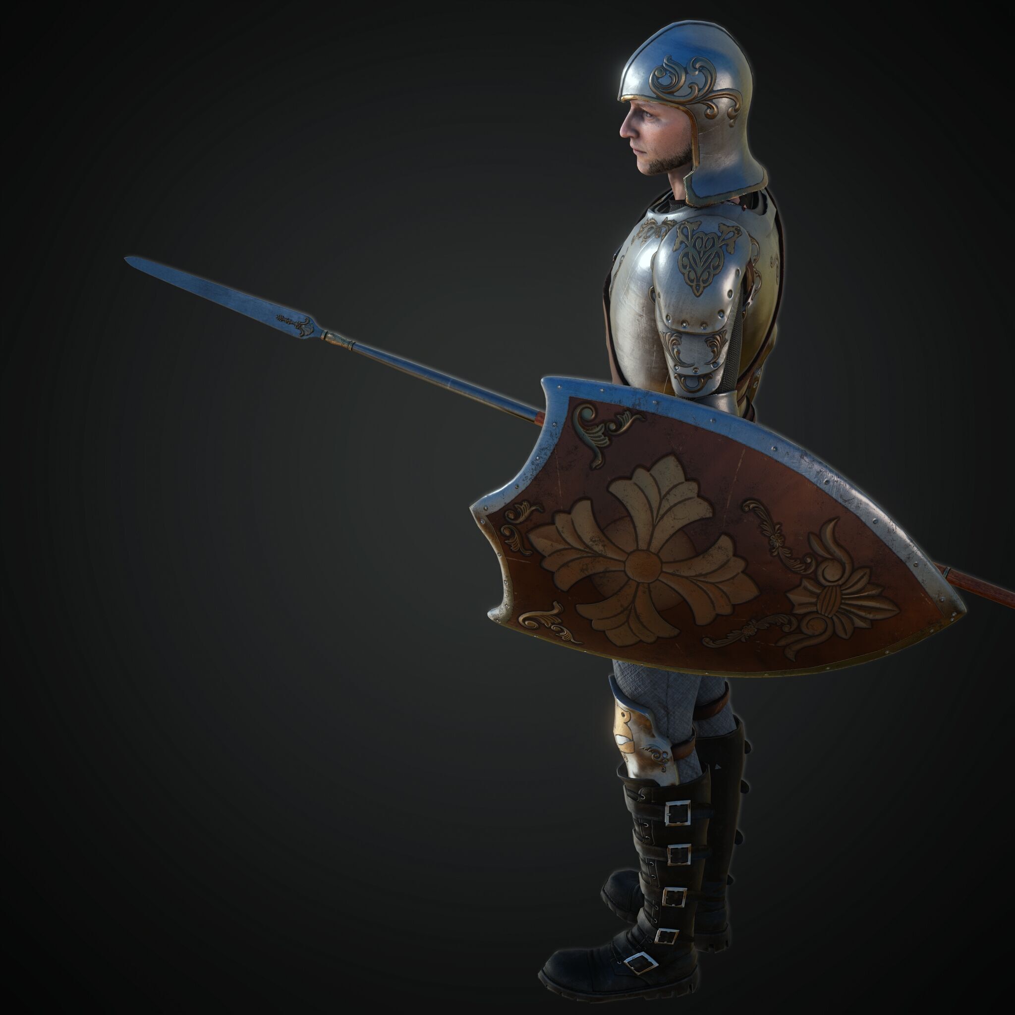 Rigged Fantasy Medieval Character Low-poly 3D model_4