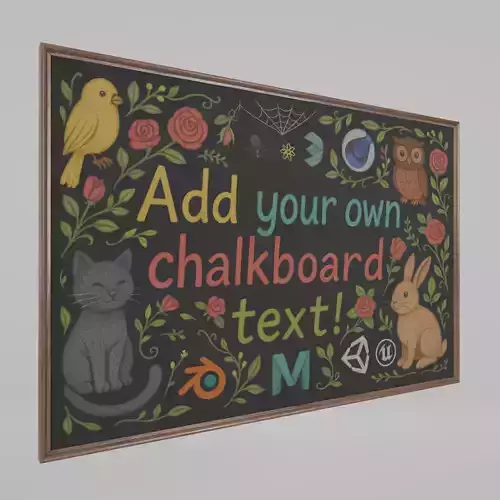 Customizable Wall-Mounted Blackboard - Regular Writing Board Low-poly 3D model
