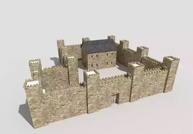 low poly medieval castle
