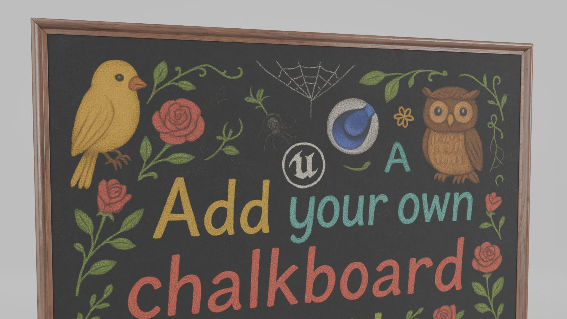 Customizable Wall-Mounted Blackboard -Square Regular Write Board Low-poly 3D model_10