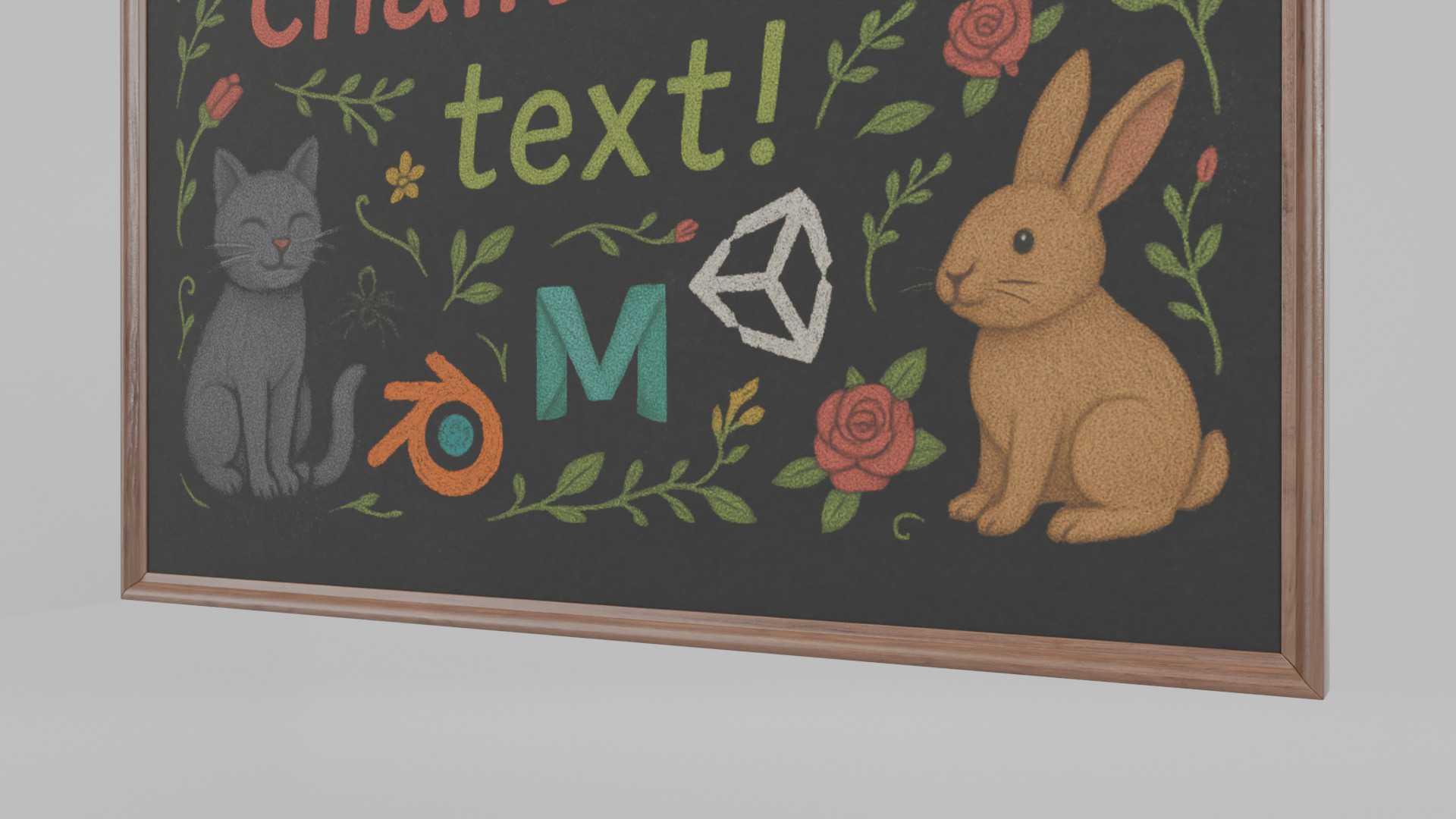 Customizable Wall-Mounted Blackboard -Square Regular Write Board Low-poly 3D model_11
