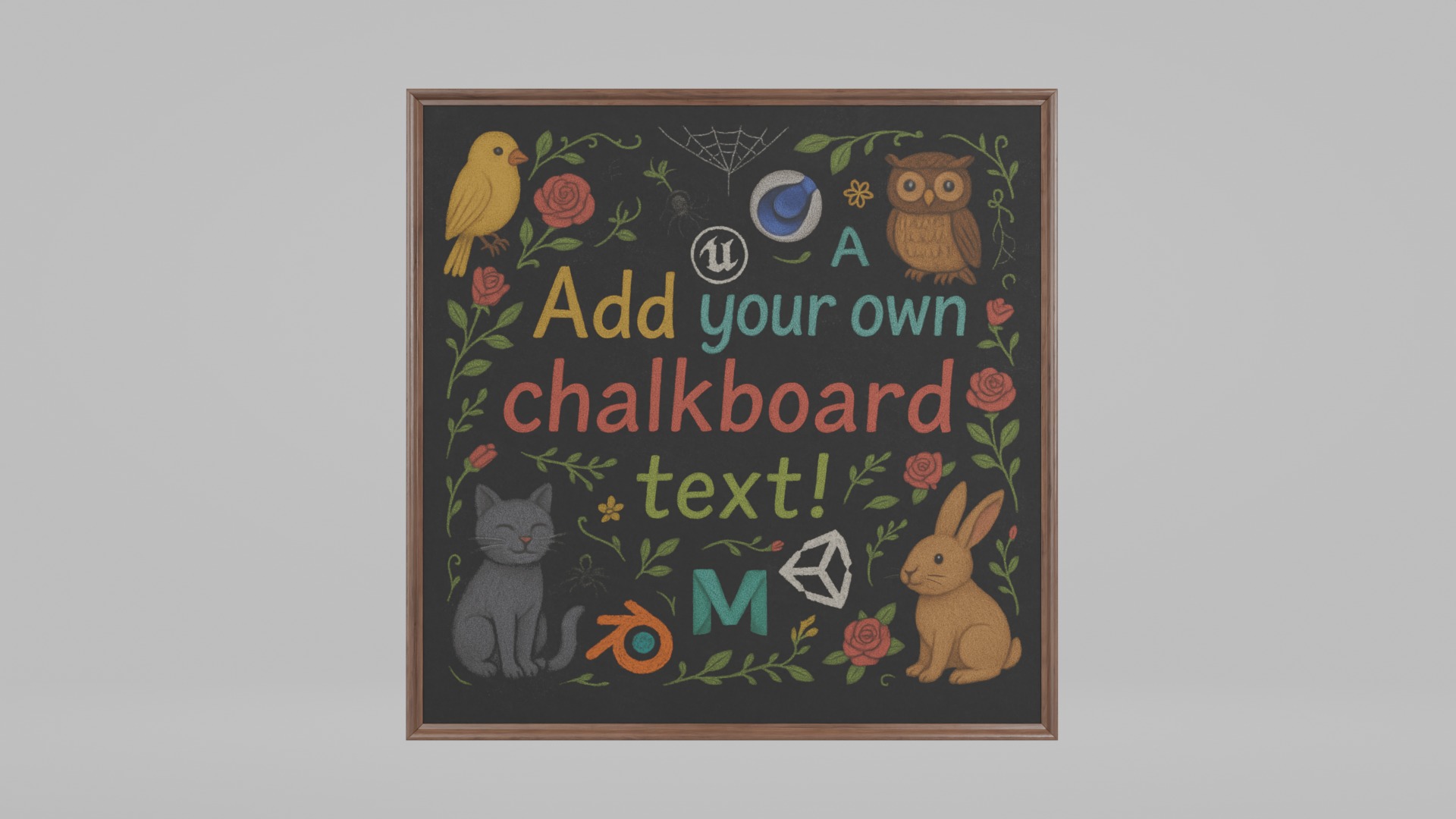 Customizable Wall-Mounted Blackboard -Square Regular Write Board Low-poly 3D model_2