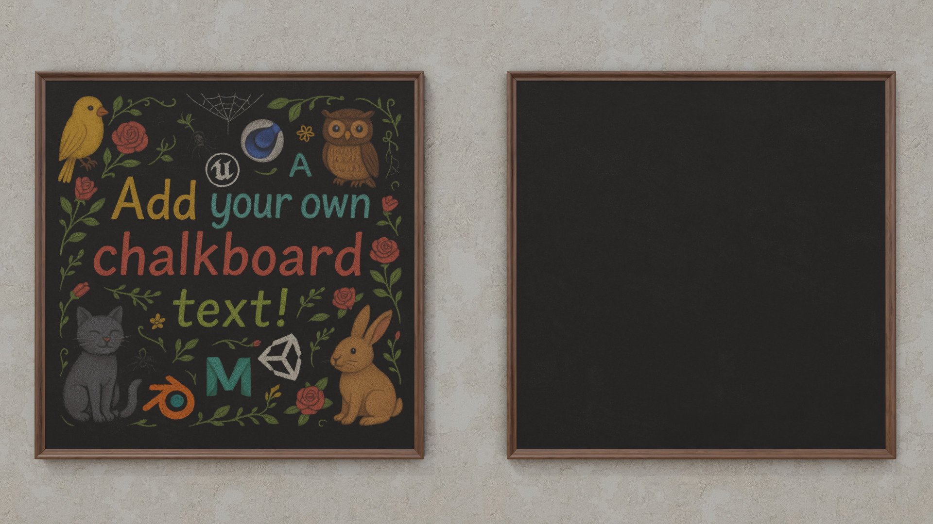 Customizable Wall-Mounted Blackboard -Square Regular Write Board Low-poly 3D model_8