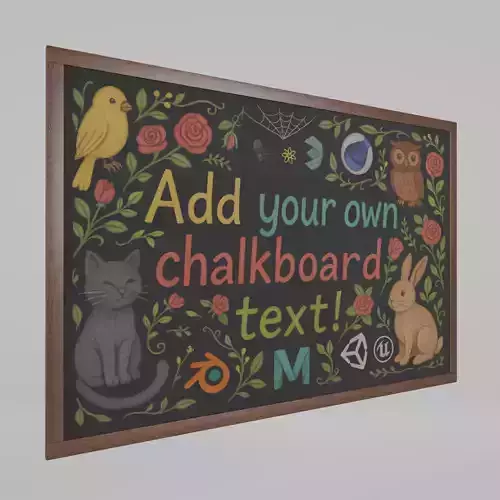 Customizable Wall-Mounted Blackboard - Standard Writing Board Low-poly 3D model
