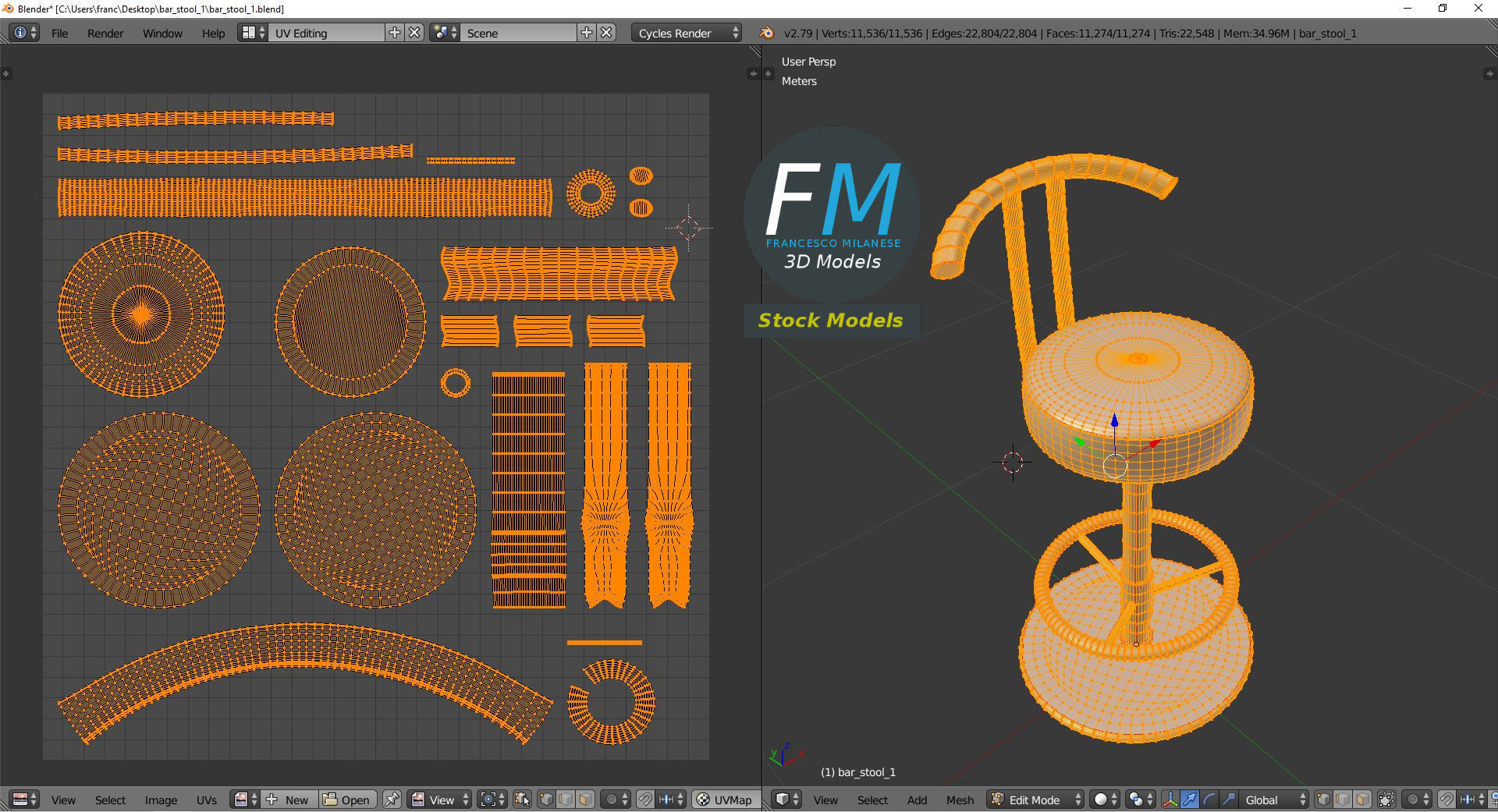 Bar stool 1 3D model_10