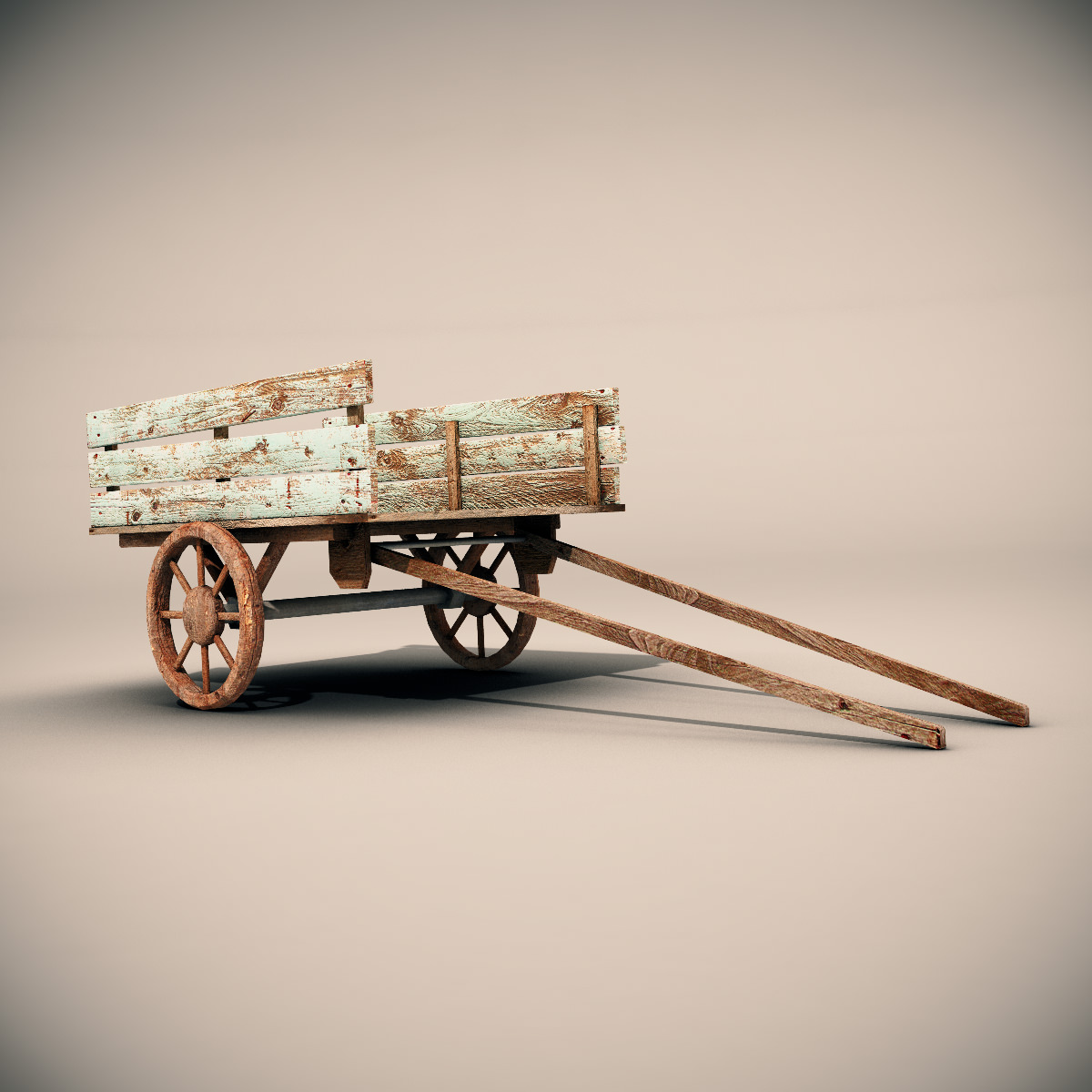Mule Cart Low-poly 3D model_1