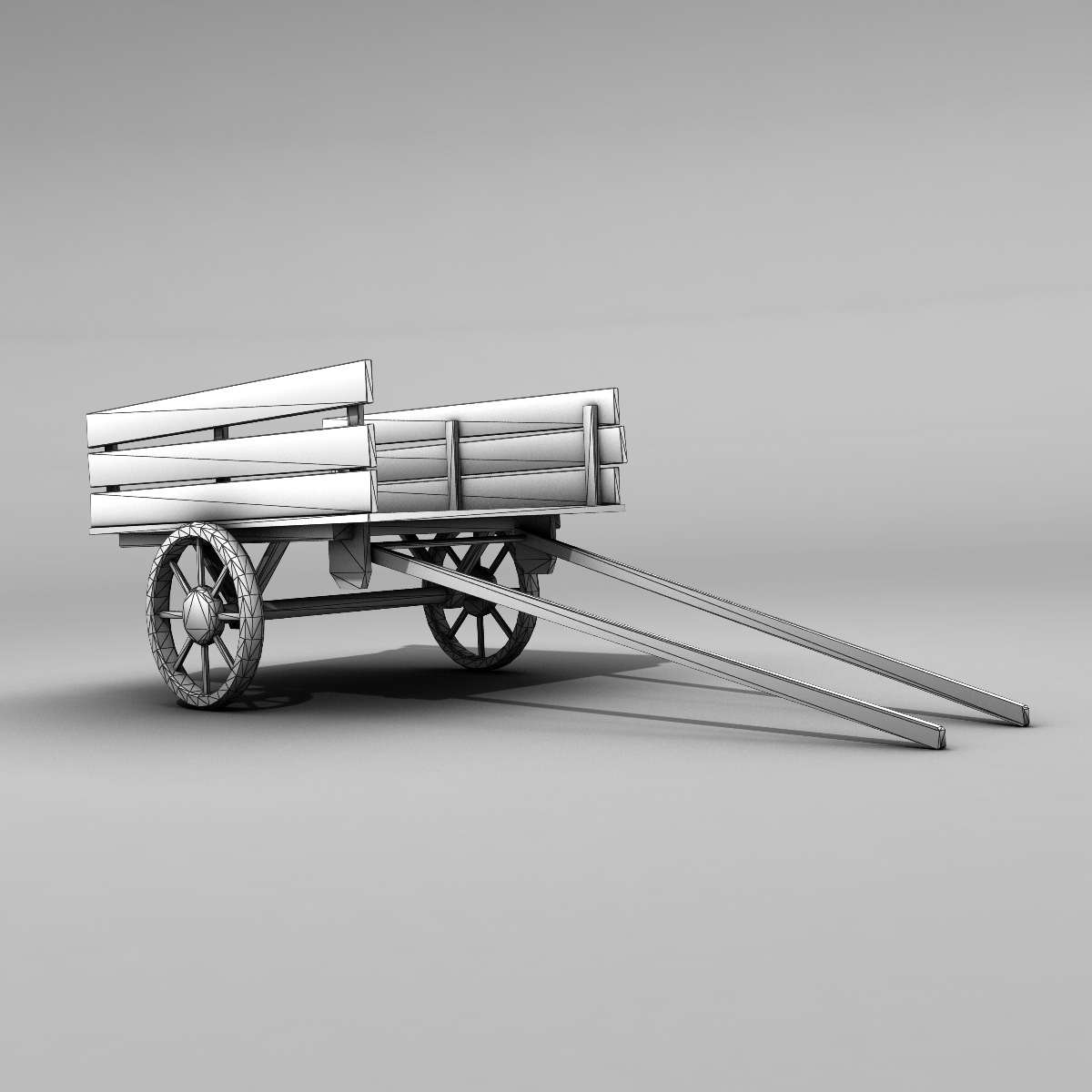 Mule Cart Low-poly 3D model_6