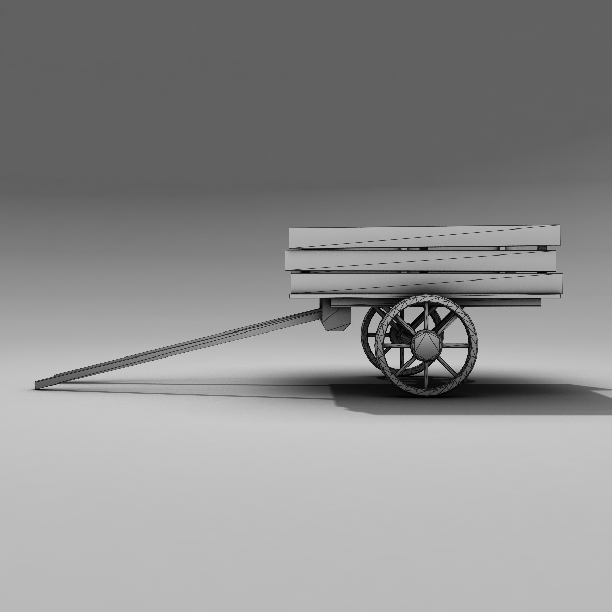 Mule Cart Low-poly 3D model_8