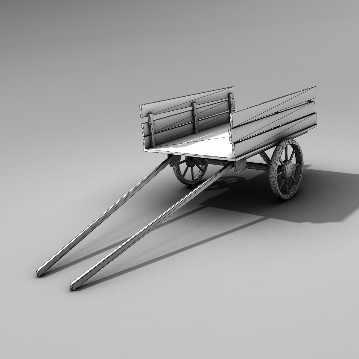 Mule Cart Low-poly 3D model_5