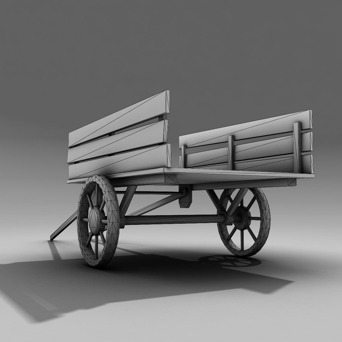 Mule Cart Low-poly 3D model_7
