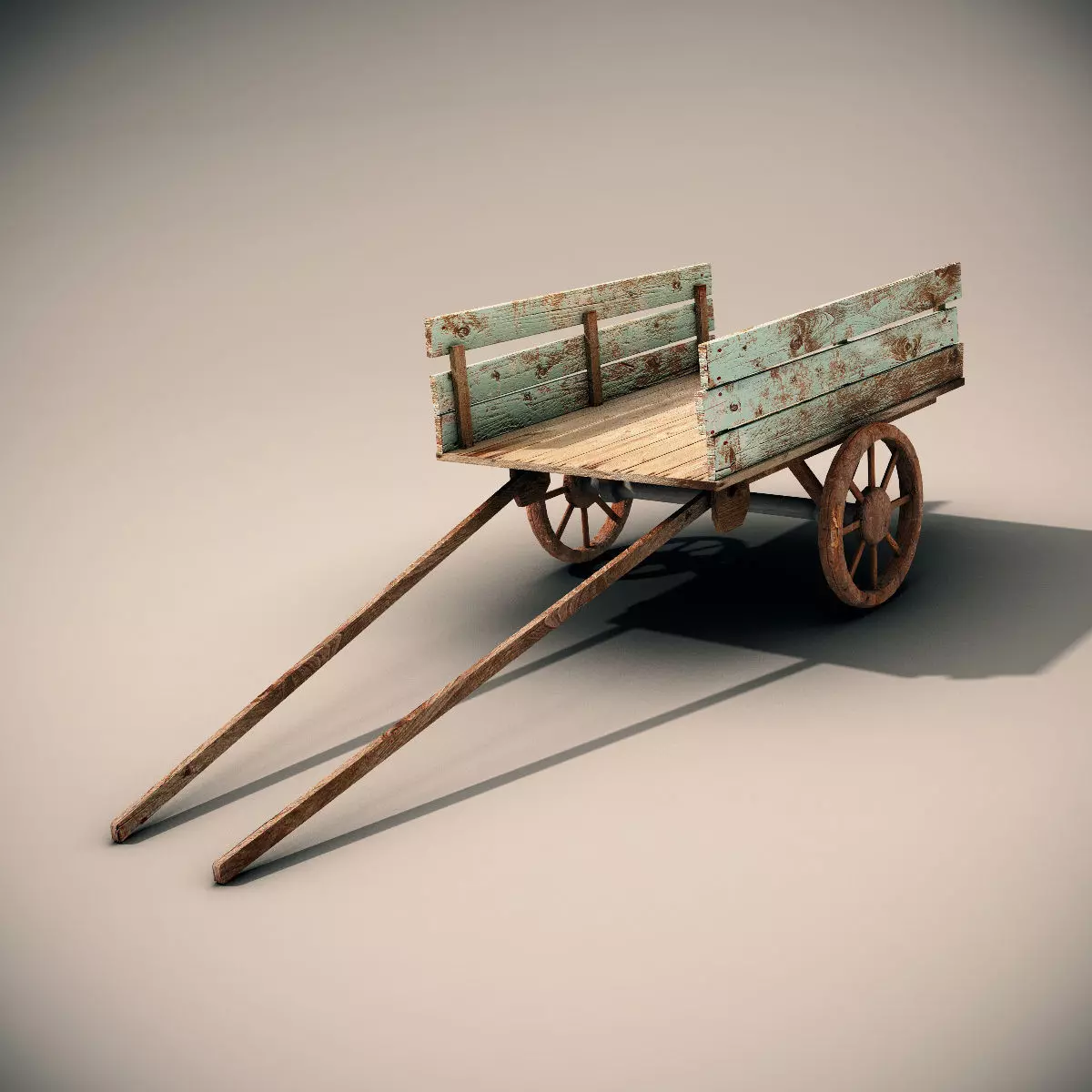 Mule Cart Low-poly 3D model_0